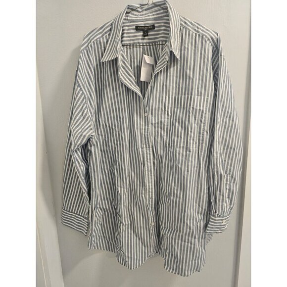 Banana Republic Tops - Women Banana Republic Business Casual Blue & White Pinstripe Button Down Size L